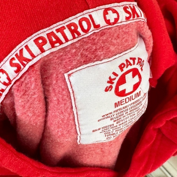Ski Patrol Aspen Colorado Red White Hoodie Pullover Sweatshirt Spell Out Medium - Picture 16 of 16